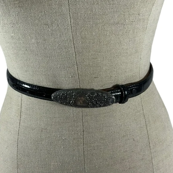 Genuine vintage sterling silver ANDREA BARNETT leather belt size 30 ANDREA BARNETT Sterling Silver Belt Buckle  main image 3